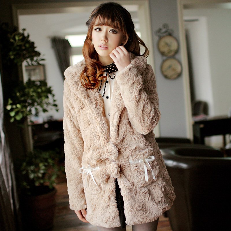 EMS free shipping 2012 spring large lapel butterfly bulb gentlewomen thermal fur overcoat outerwear