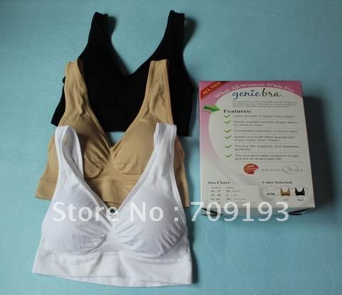 EMS free shipping 60pcs/lot (3pcs/box) Sports Bra Genie Bra with removal pads in colorbox