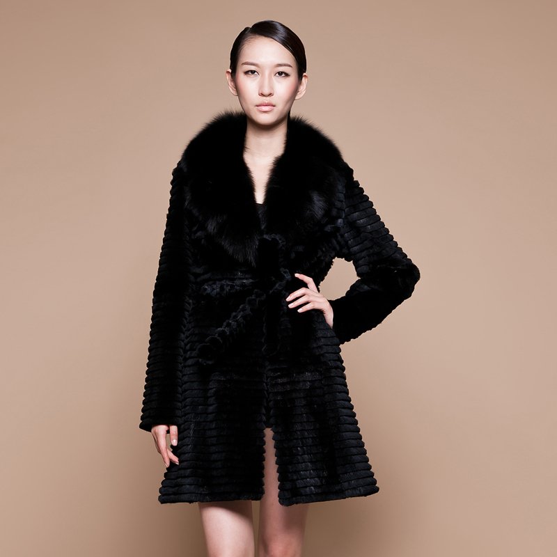 EMS free shipping, Motoul fur medium-long large fox fur rabbit fur coat 2012 dcb376