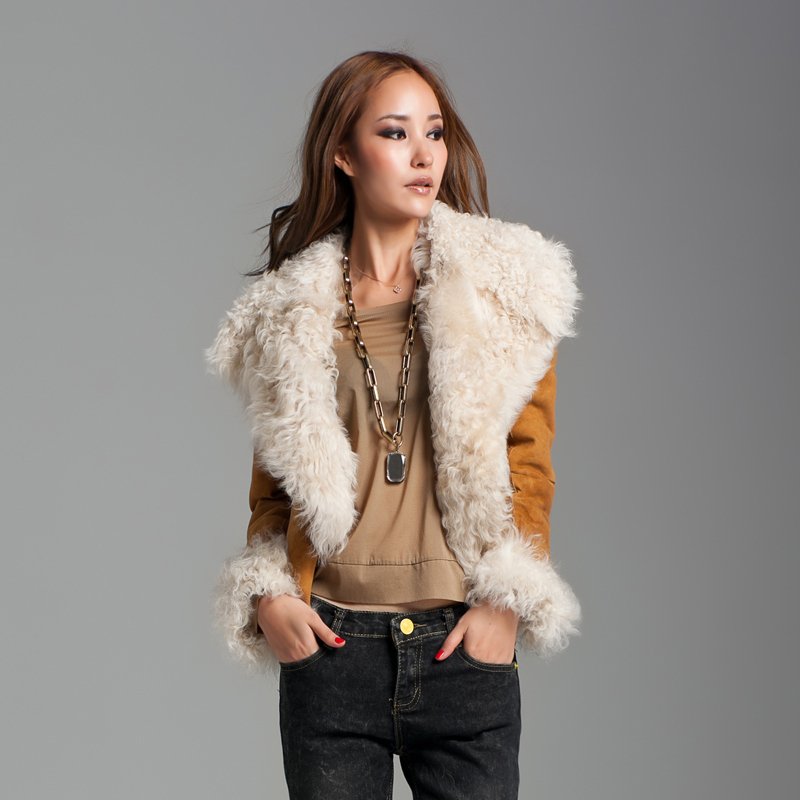 EMS free shipping, Motoul women's genuine leather clothing berber fleece fur one piece fur coat 2012 mw1047