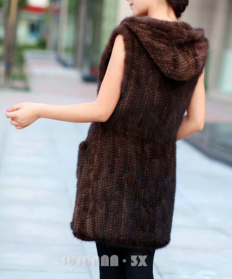 EMS FREE SHIPPING* WOMEN'S GENUINE MINK FUR VEST/ 100% EUROPEAN MINK KINTTED WAIST COAT, FUR COAT,