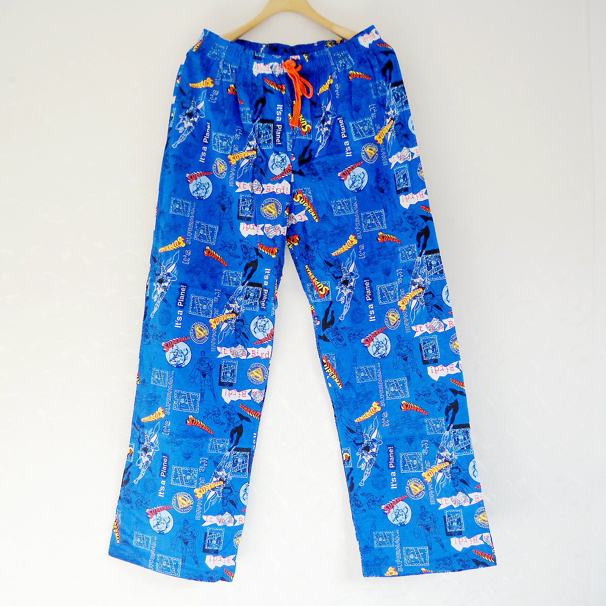 End of a single super man cartoon home knitted cotton trousers lovers design plus size available