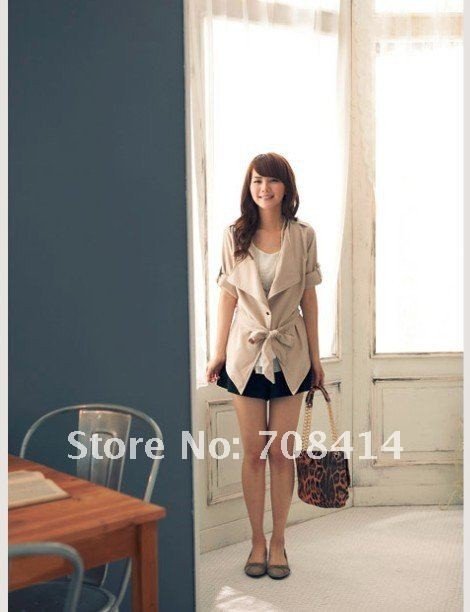 England style women fashion spring turn-down collar short sleeve jacket coat Free Shipping/promotion