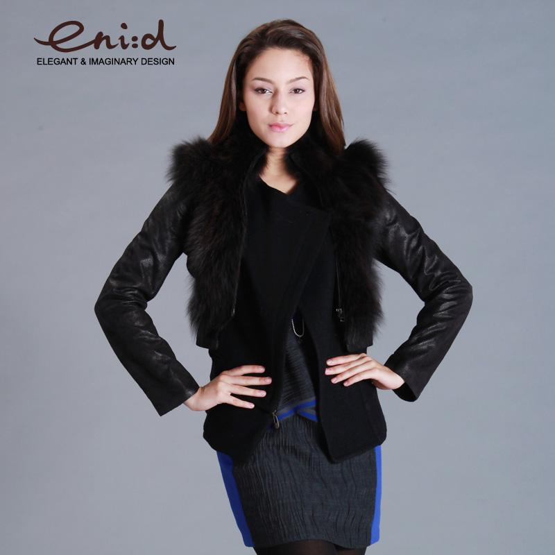 Eni : d 12 patchwork knitted fox fur leather vest luxury 1245301