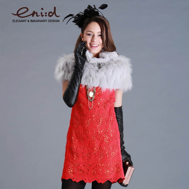 Eni : d autumn and winter elegant design short fur coat rabbit fur fox fur cape thermal 1245201