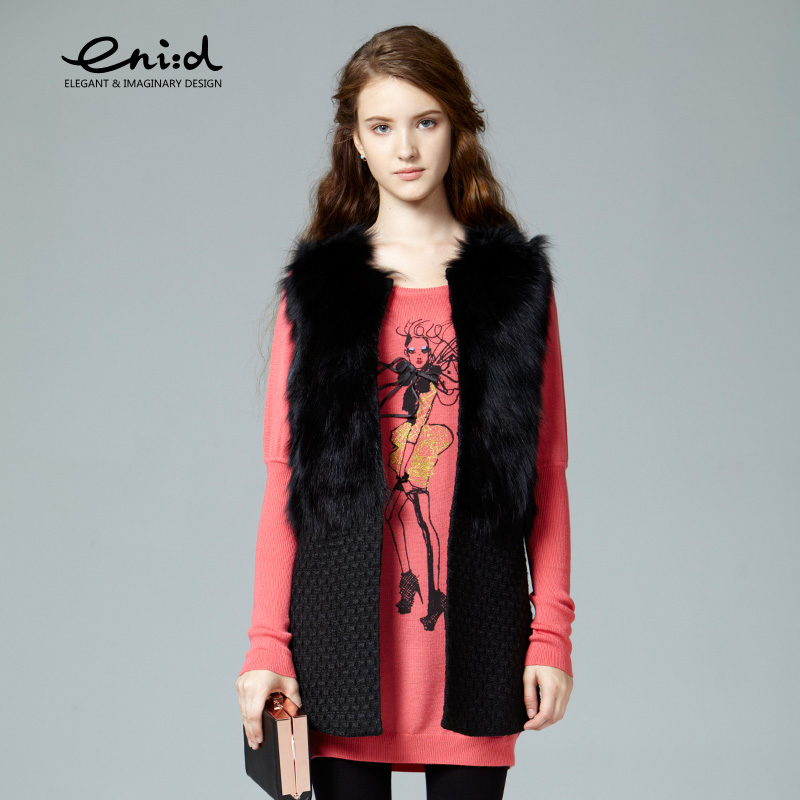 Eni : d winter fox fur vest medium-long fur vest