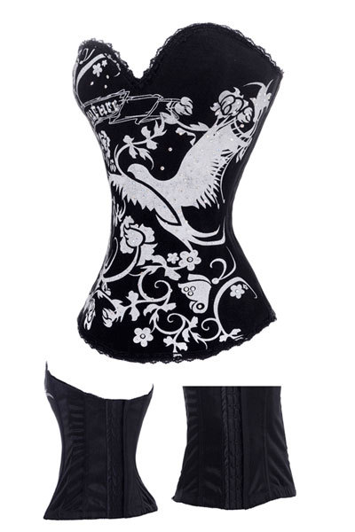 Epacket Free Shipping! 2PC Lover Beauty Front Busk Closure & Lace Up Back Overbust Corset 4267