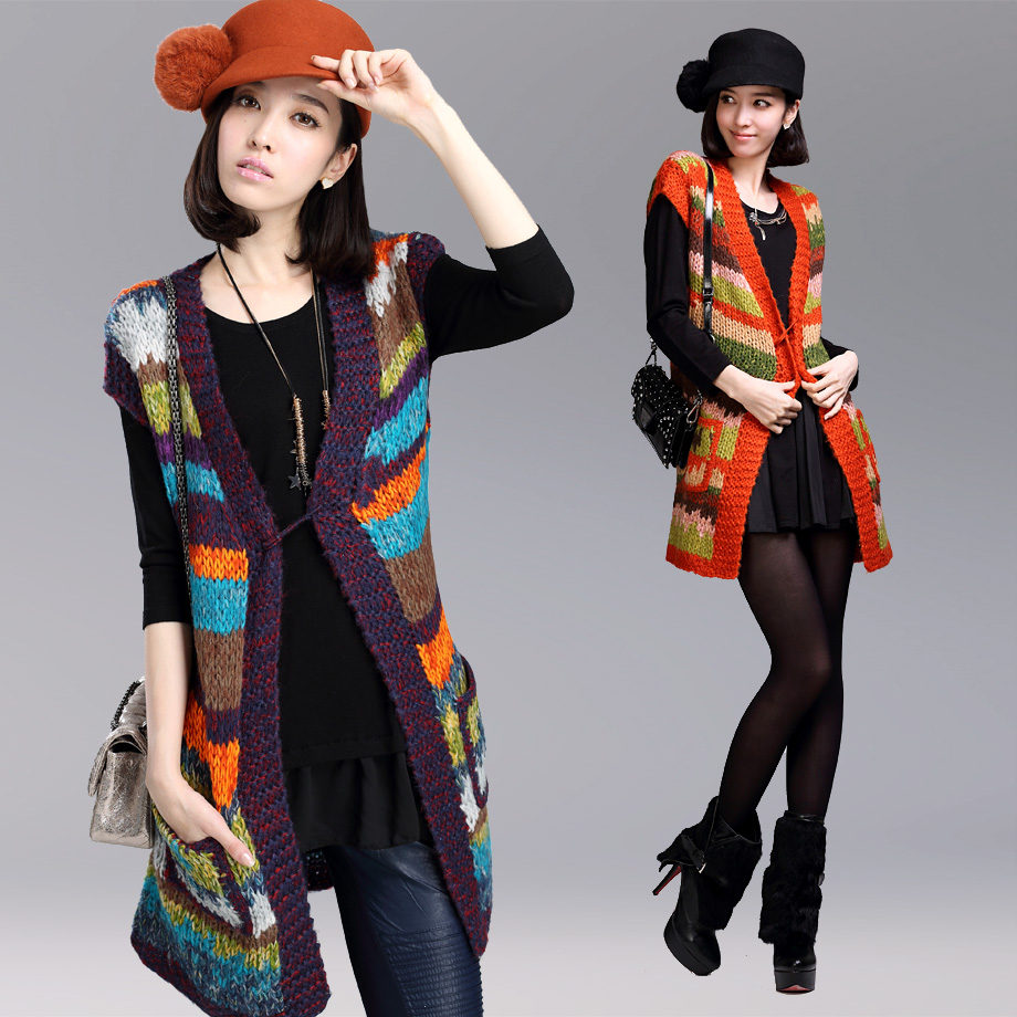 Es magic wardrobe 2012 autumn multicolour stripe knitting vest - - 2