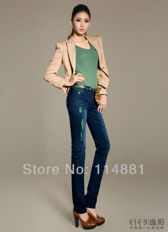 Esey Fashion Lady Straight Jeans 2013 New Women Trousers Mid Skinny Tight Pants Free Shipping 3024X