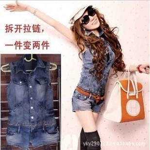 Europe and the United States women's fashion personality hot new denim can be divided into non-mainstream body Jumpsuit summer