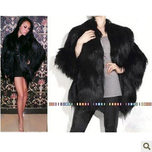 Europe and USA star vertical smooth hair shaggy fur coatgrass hairy coat jacket, faux fur coat, women fur clothing