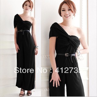 Europe fashion charm one-shoulder kink pants coveralls jumpsuit