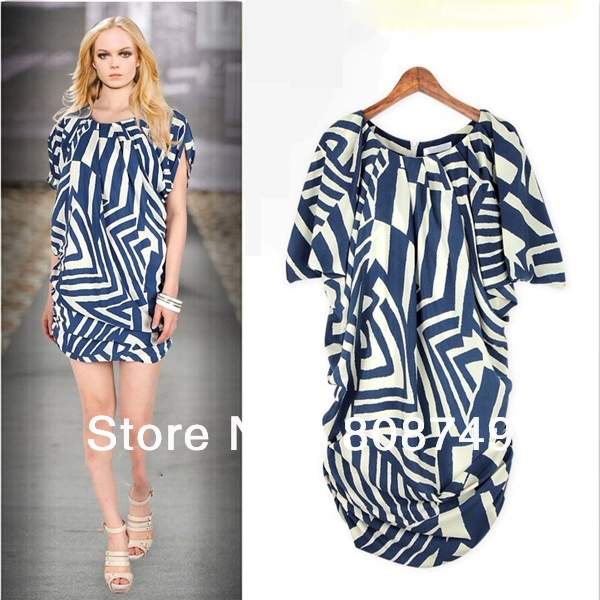 Europe fashion in 2013 new woman loose and disorderly chiffon short sleeve one-piece dress