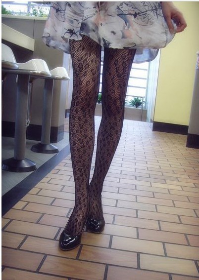 European and American wind leopard hollow out net thin jacquard socks black fishnet tights 1263