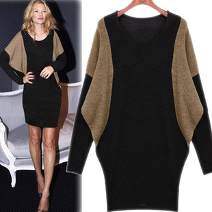 European spring, autumn&winter loose style batwing sleeve elegant fashion dress