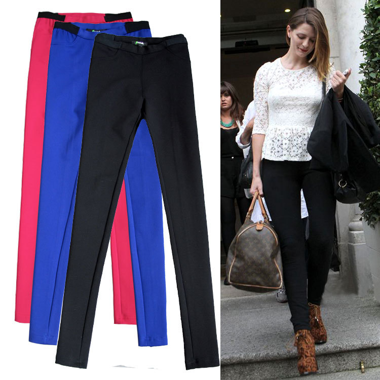 European station joker multicolor new cultivate one's morality splicing elastic leisure female trousers 003