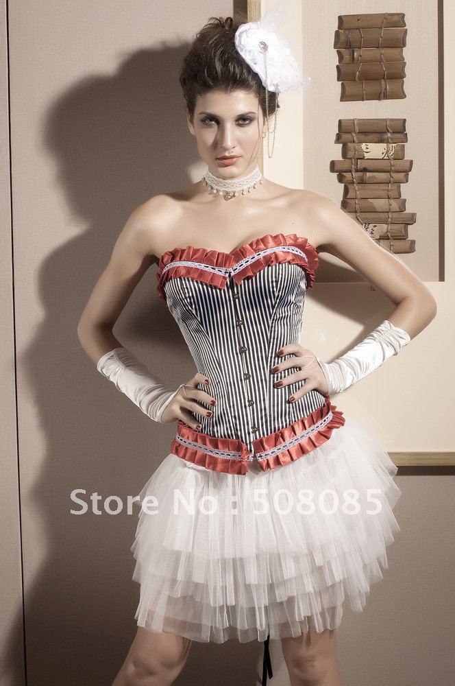 European Style stripe Palace Body Built Sexy Bust Vest 5091