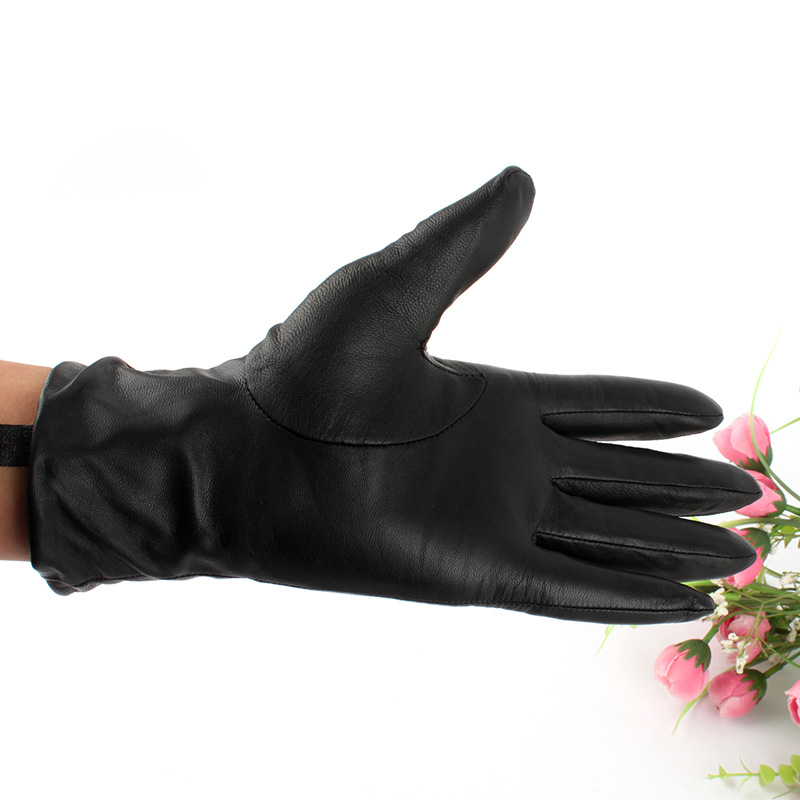 European version of the autumn and winter women's leather gloves winter fashion genuine leather thick thermal plus velvet