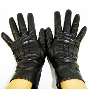 European version of the suede senior genuine leather gloves black 0718 leather gloves