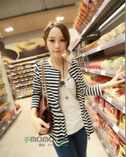 Evidenced 2013 women's fashion ol elegant stripe skirt zipper short jacket