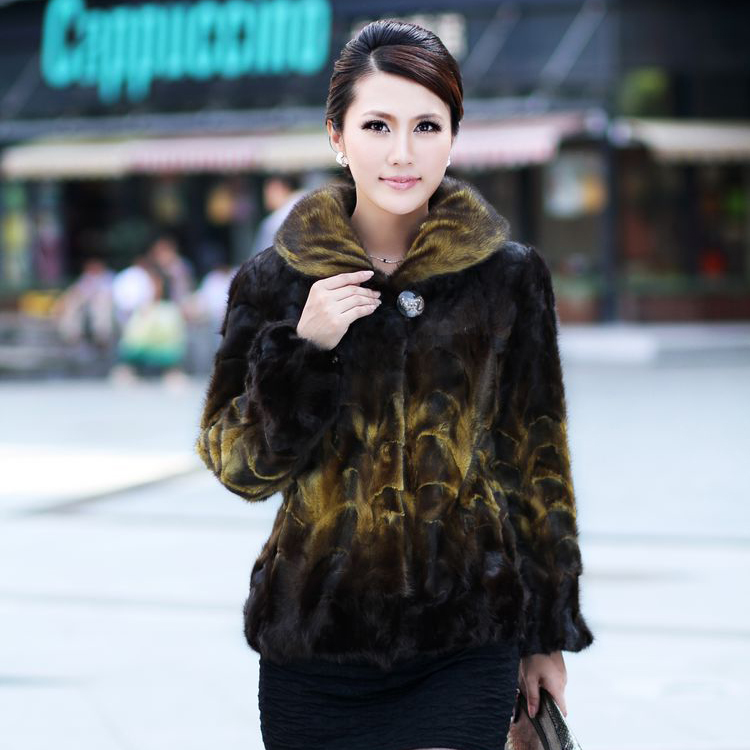 Excellent fur coat 2012 female fight mink slim fur overcoat mink overcoat