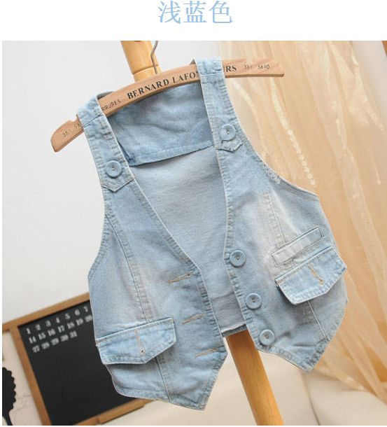 Excellent pattern covered buttons short design denim vest brief fashion all-match vest coat vest mushroom