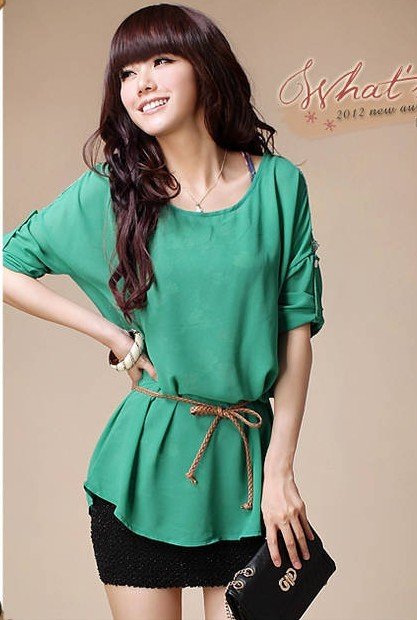 Excellent quality,2012 New arrival Korean/Japan women fashion chiffon shirts/blouse+cotton tank tops,2clothes,X2567