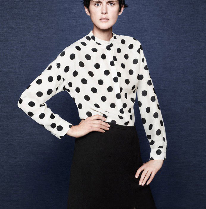 Exclusive Europe style, fashion polka dot comfortable COTTON ladies shirt