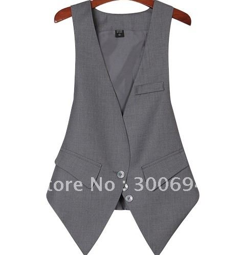 Exotic wind style Baylor Women fashion all-match slim three-dimensional cut black suit small vest Free Shipping