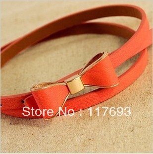 Exquisite fashion g-47 women's japanned leather bow thin all-match belt bow strap female