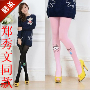 Eyeholes 120d velvet women's pantyhose cartoon basic stockings