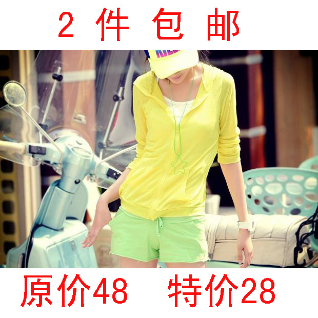 F03 spring outerwear beach clothes beach long-sleeve hooded cardigan ultra-thin transparent sun protection clothing