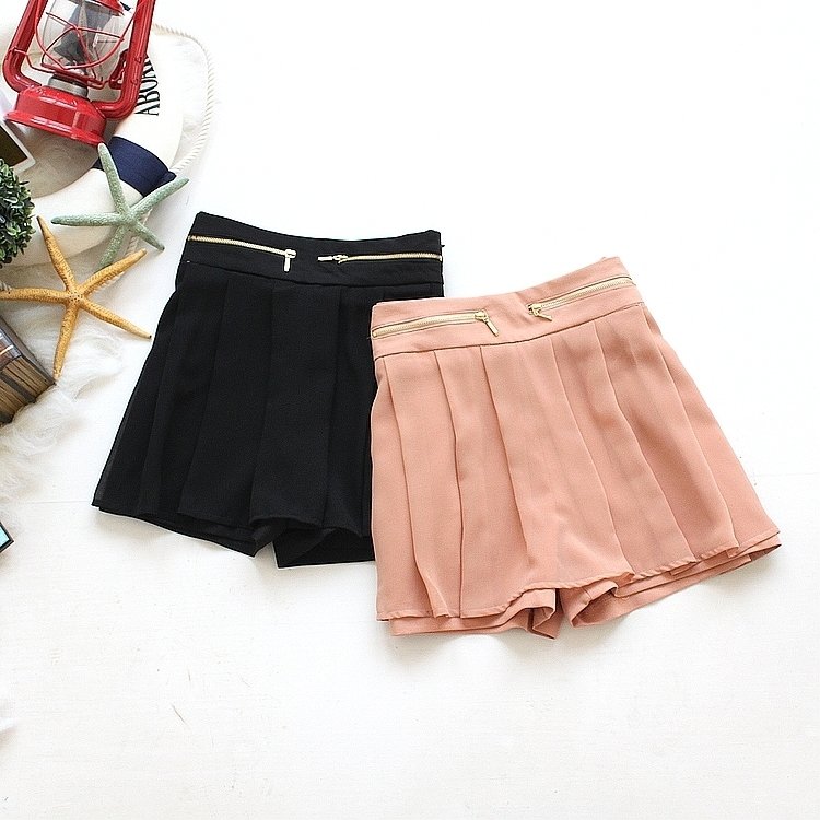 F2-3 spring 2012 gentlewomen zipper decoration chiffon ruffle women's skirt shorts