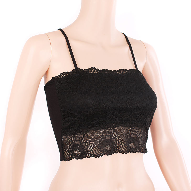 F207 lace tube top cross-strap tube top short spaghetti strap comfortable all-match women's top