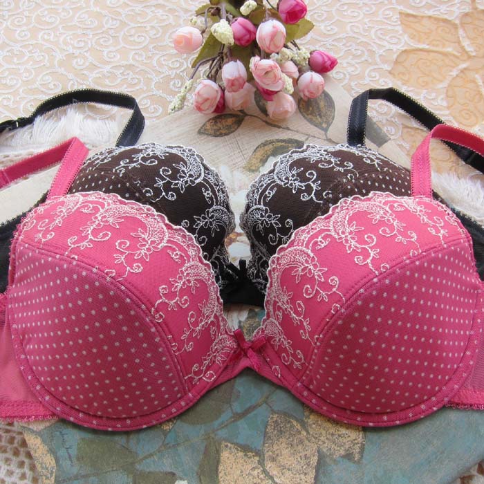 F4 shopping cart gauze embroidery dot thin sponge bra 70b75abc80abd