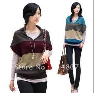 Factory direct ladies wholesale 6889 Korean wild color bat sleeve sweater