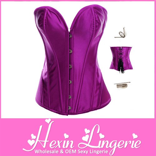 [Factory Dropship] Purple Classic Simple Overbust Full Steel Boned Corset LB4459P Size S M L XL 1 Pcs Freeship