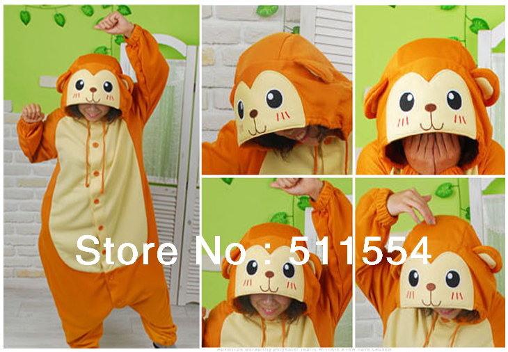 FACTORY ON SALES ! Winter Animal Pajamas Fleece Sleepwear Women JP Anime MONKEY Cosplay Costume Kigurumi Free Shipping