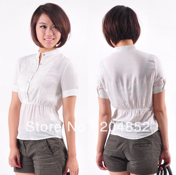 Factory Outet Womens Blouse Short Sleeve With Lace Womens Top Shirt