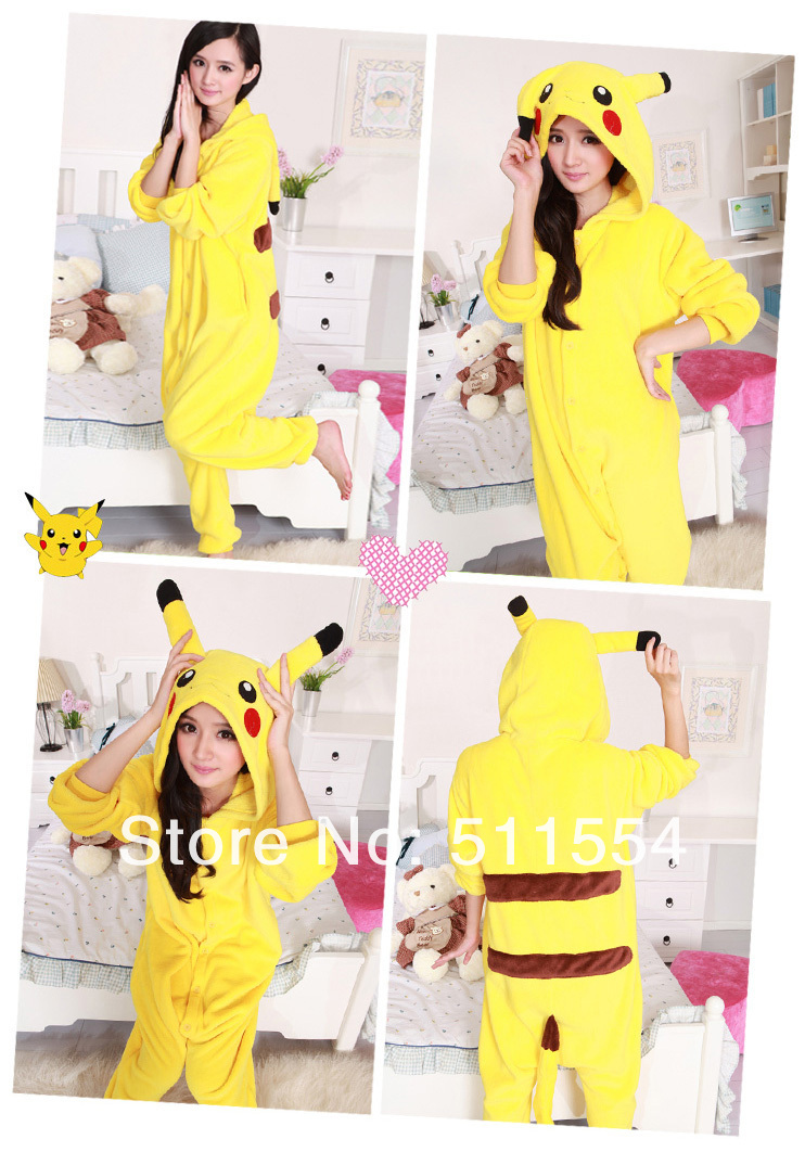 FACTORY SALES ! Japanese Anime Pikachu Pajamas Costume Adult Animal Pajamas Unisex Sleepwear Christmas Costume Free Shipping