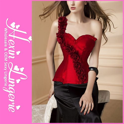 [Factory Wholesale Discount]Red Rose Elegant Lady Sexy Strap Corset LB4412 1 pcs Freeshipping