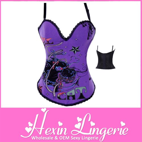 [Factory Wholesale Price]Hot Sale Punk Style Purple Print Pattern Lion Corset-LB4575 Size S M L XL 2XL 1 Pcs Freeship + Dropship