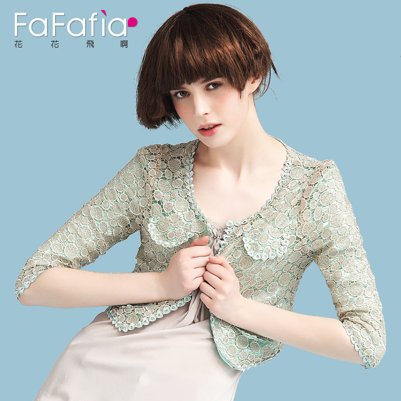 Fafafia 2012 autumn women's shrug short jacket cape lace cutout half sleeve coat