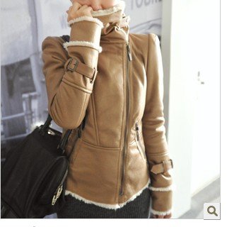 Fall 2012 original single cargo Super lovely lamb wool motorcycle jacket