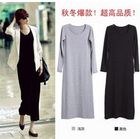 fall / winter   Europe and  original Jumpsuit skirt the long-sleeved dress thickened mopping maxiskirt   drop shipping