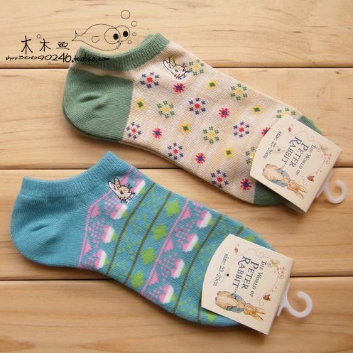 Fancy ! peter rabbit female cotton sock cotton boat socks double