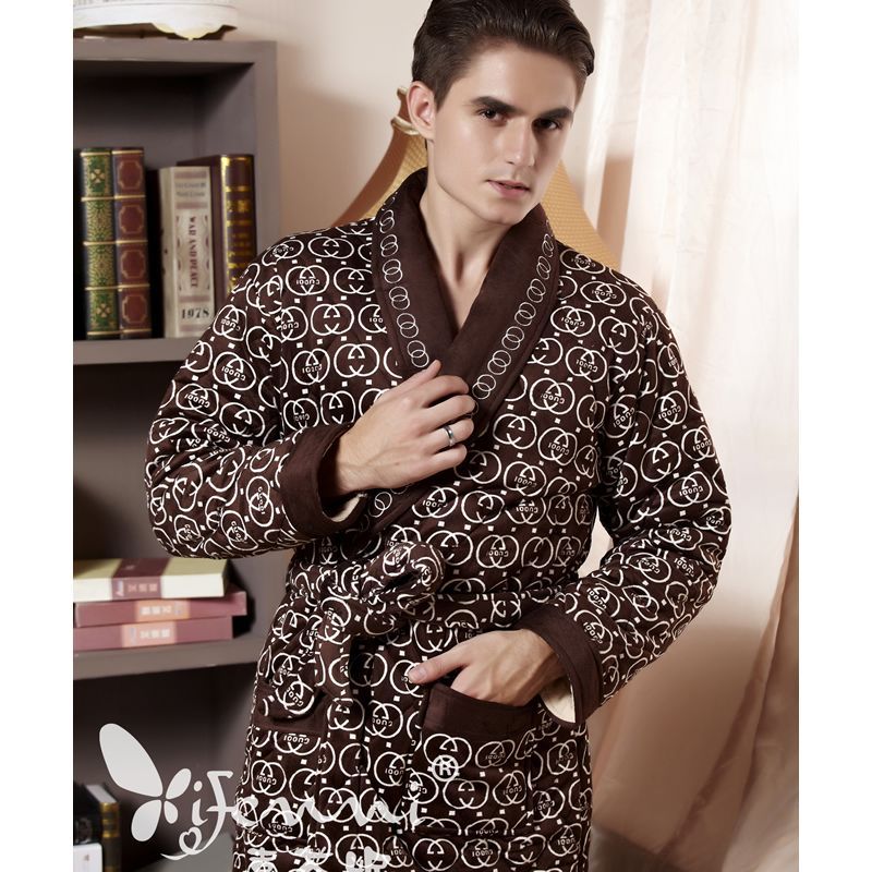 Fanny autumn and winter sleepwear thickening male coral fleece cotton-padded sleepwear lounge cotton-padded jacket robe