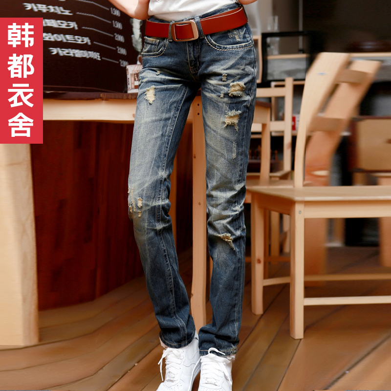 Fashion 12 female distrressed jeans hc1008 free shipping