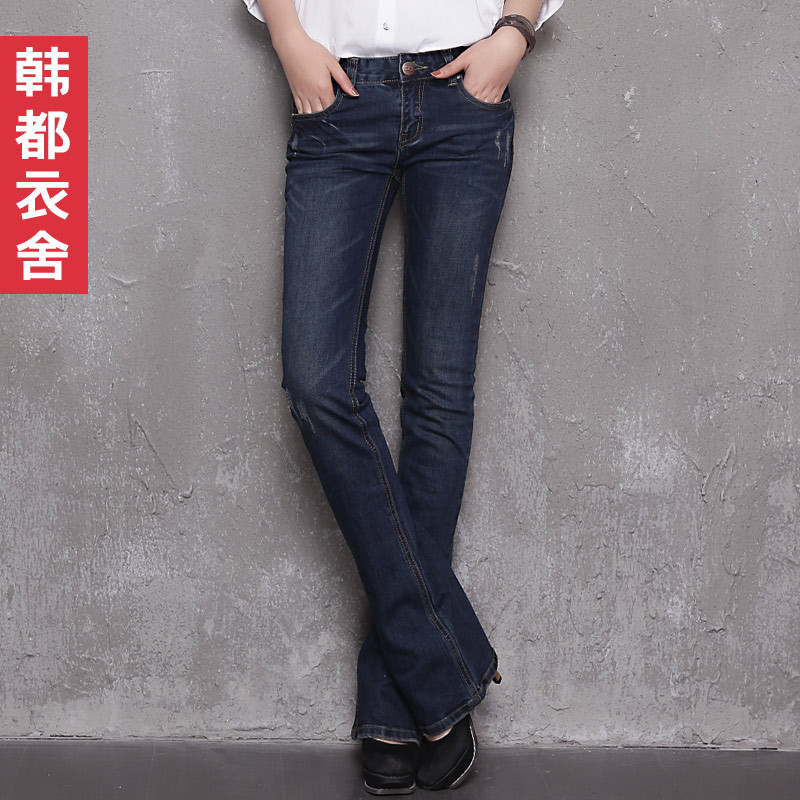 FASHION 2012 female slim wearing white mid waist bell-bottom jeans gj1510 free shipping