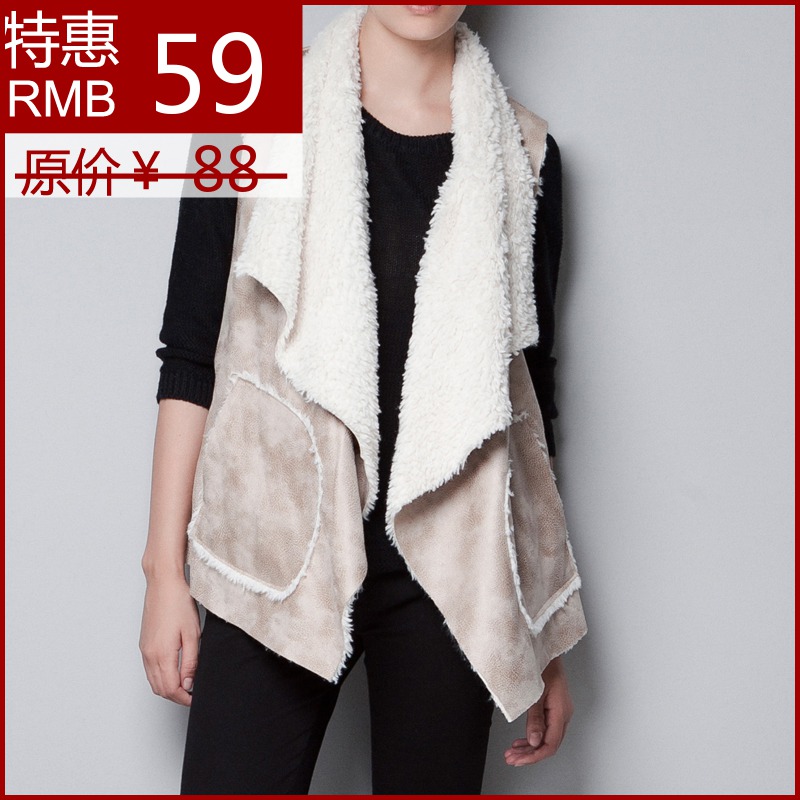 Fashion 2012 random large lapel suede fabric berber fleece cape style vest female